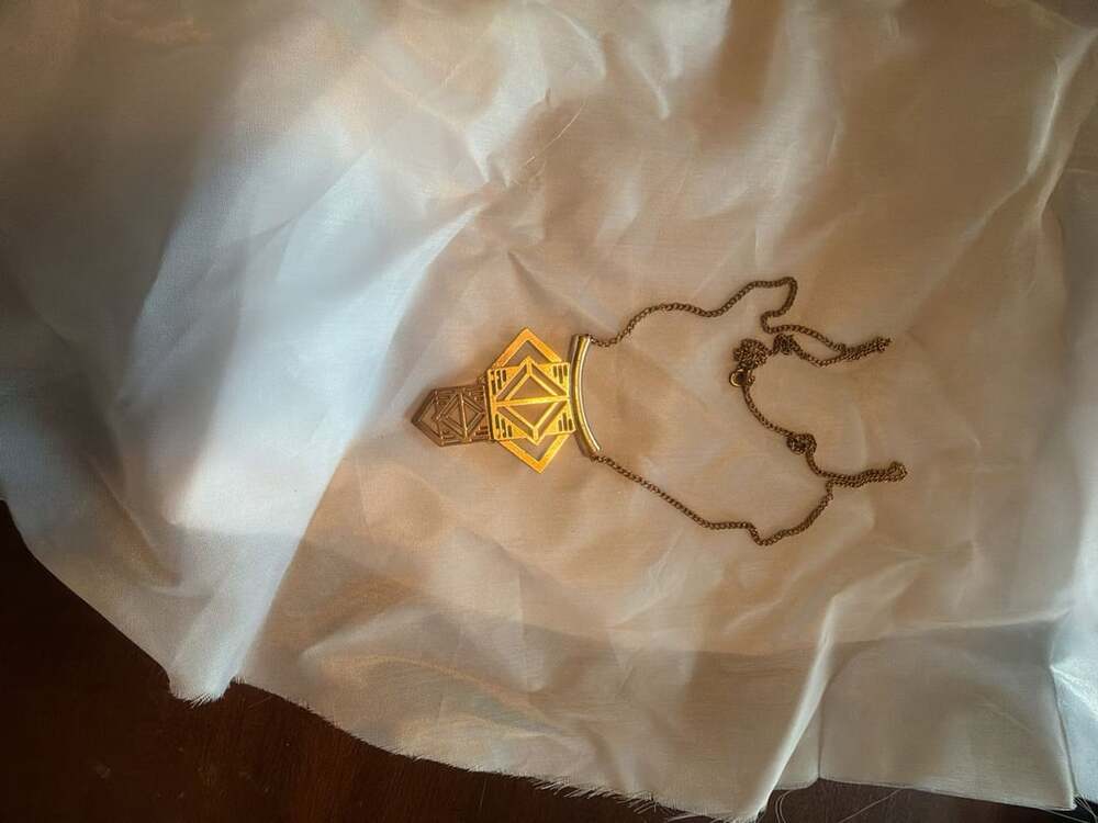 Unbranded Art Deco Geometric Gold Tone Pendant Statement Necklace